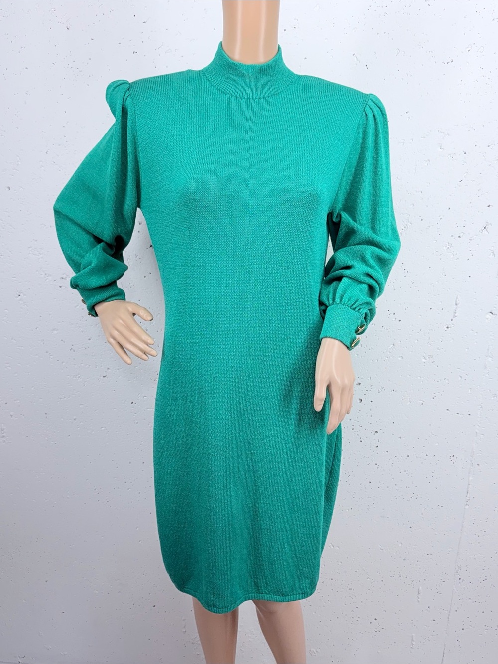 St John Women’s Size 6 Emerald Green Knit Long Sleeve Dress